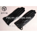 ZF2333 Guante superior de piel de oveja bordado negro para señoras